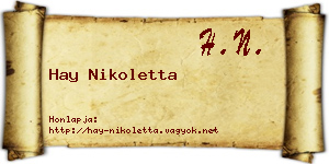 Hay Nikoletta névjegykártya